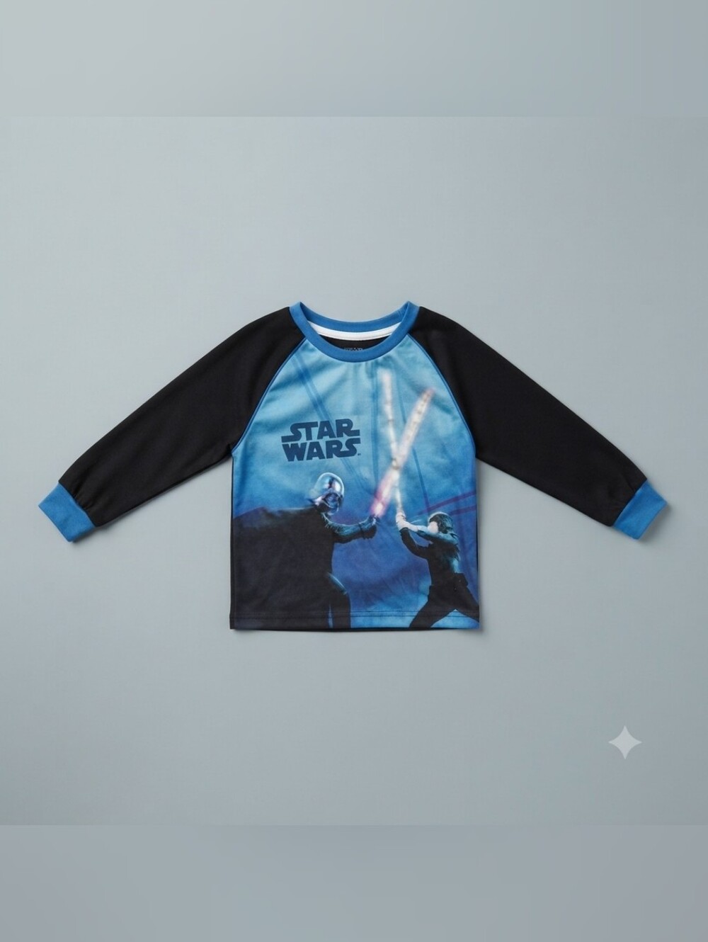 Star Wars Black & Blue Kids Long-Sleeve Lightsaber Tee